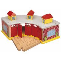 Wooden Big Train Round House With 5 Way Track