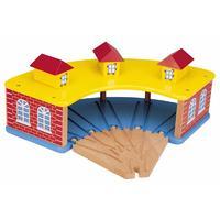 Wooden Round House With 5 Way Track