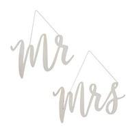 Wooden Mr & Mrs Chair Sign Set