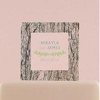 Woodland Pretty Personalised Clear Acrylic Block Cake Topper