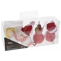 Wooden Christmas Decorations Set Of Set Of 4 Assorted