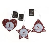 Wooden Hanging Countdown Tree Decorations - 3 Assorted Designs.
