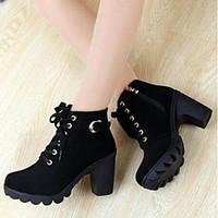 womens spring fall winter faux suede casual chunky heel buckle zipper  ...