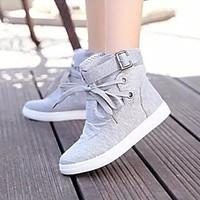 womens spring summer fall comfort canvas casual flat heel buckle lace  ...