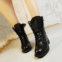 womens spring fall winter leatherette casual low heel lace up black