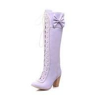 womens spring fall winter fashion boots leatherette dress chunky heel  ...