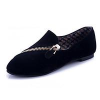 womens spring summer fall fabric casual flat heel zipper black brown