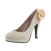 womens spring summer fall leatherette wedding stiletto heel flower gol ...