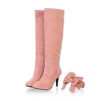 Women\'s Spring Fall Winter Fashion Boots Leatherette Dress Stiletto Heel Bowknot Blue Pink Beige