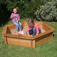 WOODEN HEXAGONAL SANDPIT BOX with Cover by Garden Games