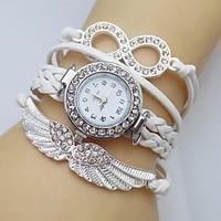womens watch crystal wing infinity leather strap watch weave band cool ...