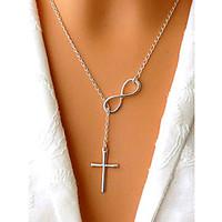 Women\'s Pendant Necklaces Lariat Y Necklaces Cross Infinity Silver Plated Gold Plated Basic Adjustable Simple Style Fashion for Daily Party Casual