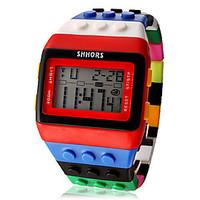 Women\'s Watch Sports Strap Watch Digital Rainbow Block Brick Style Cool Watches Unique Watches Fashion Watch