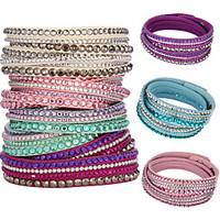 Women\'s Wrap Bracelet Crystal Basic Unique Design Fashion Multi Layer Crystal Leather Circle JewelryGreen Blue Blushing Pink Light Blue