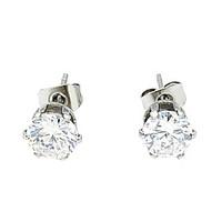 women\'s fine silver stud stainess earring with diamond mounted