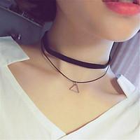 Women\'s Girls´ Choker Necklaces Pendant Necklaces Tattoo Choker Round Square Star Triangle Shape Flannel AlloyBasic Tattoo Style