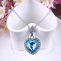 Women\'s Pendant Necklaces Sapphire Heart Austria Crystal Alloy Love Fashion Blue Jewelry ForWedding Party Special Occasion Anniversary