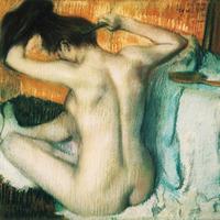 woman combing her hair by edgar degas