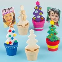 Wooden Christmas Tree Photo Holders (Pack of 4)