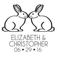 Woodland Style Rabbits Personalised Rubber Stamp
