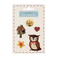 woodland owl button motif sewing trim pack