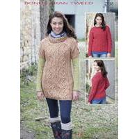 Womens Long Sleeved Round Neck Sweater and Sleeveless Cowl Neck Tunic in Hayfield Bonus Aran Tweed (7138)