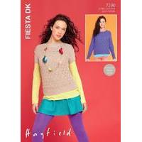 Womens Slash Neck Top and Long Sleeved Sweater in Hayfield Fiesta DK (7290)