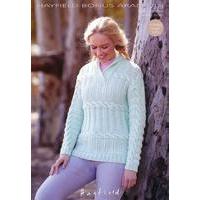 Womens Wrap Neck Sweater in Hayfield Bonus Aran (7379)