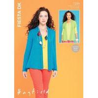 Womens Short and Long Sleeved Edge to Edge Jacket in Hayfield Fiesta DK (7289)