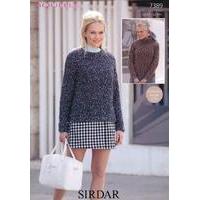 Womens Round Neck and Cowl Neck Sweaters in Sirdar Bouffle (7389)