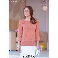 Womens 3/4 Sleeved Top in Sirdar Soukie DK (7356)