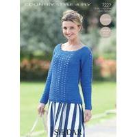 Womens Round Neck Sweater in Sirdar Country Style 4 Ply (7227) - Digital Version