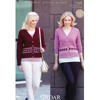 Womens Long and 3/4 Sleeved Cardigans in Sirdar Country Style 4 Ply (7345)