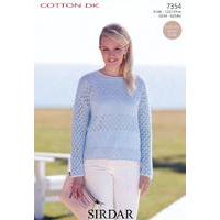 Womens Round Neck Sweater in Sirdar Cotton DK (7354)