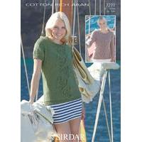womens short and long sleeved sweaters in sirdar cotton rich aran 7271 ...