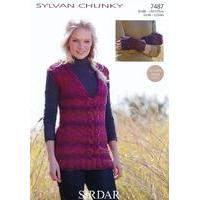 womens tunic and wristwarmers in sirdar sylvan chunky 7487