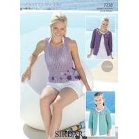 Womens and Girls Jackets and Womens Vest Top in Sirdar Cotton DK (7238)