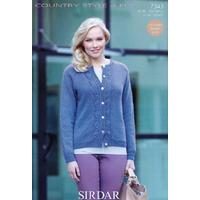 Womens Cardigan with Leaf Pattern in Country Style 4 Ply (7343)