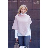 Womens Poncho in Sirdar Country Style 4 Ply (7344)
