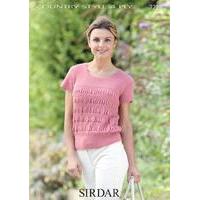 womens short sleeved top in sirdar country style 4 ply 7225 digital ve ...