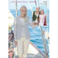 Womens and Girls Cardigans and Waistcoat in Sirdar Cotton Rich Aran (7277)