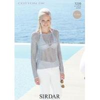 Womens Long Sleeved Crochet Top in Sirdar Cotton DK (7239)