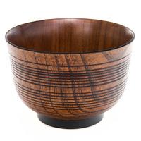 wooden miso soup bowl ribbed