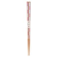 Wooden Chopsticks - Pink and White, Checked Pattern