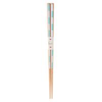 Wooden Chopsticks - Blue and White, Checked Pattern