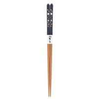 Wooden Chopsticks - Navy, Rabbit And Flower Pattern
