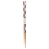 Wooden Chopsticks - Purple and White, Checked Pattern