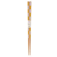 Wooden Chopsticks - Yellow and White, Checked Pattern