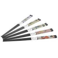 Wooden Chopsticks - Black and Multi-Coloured, Ukiyoe Print