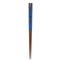 Wooden Chopsticks - Blue, White Dotted Pattern